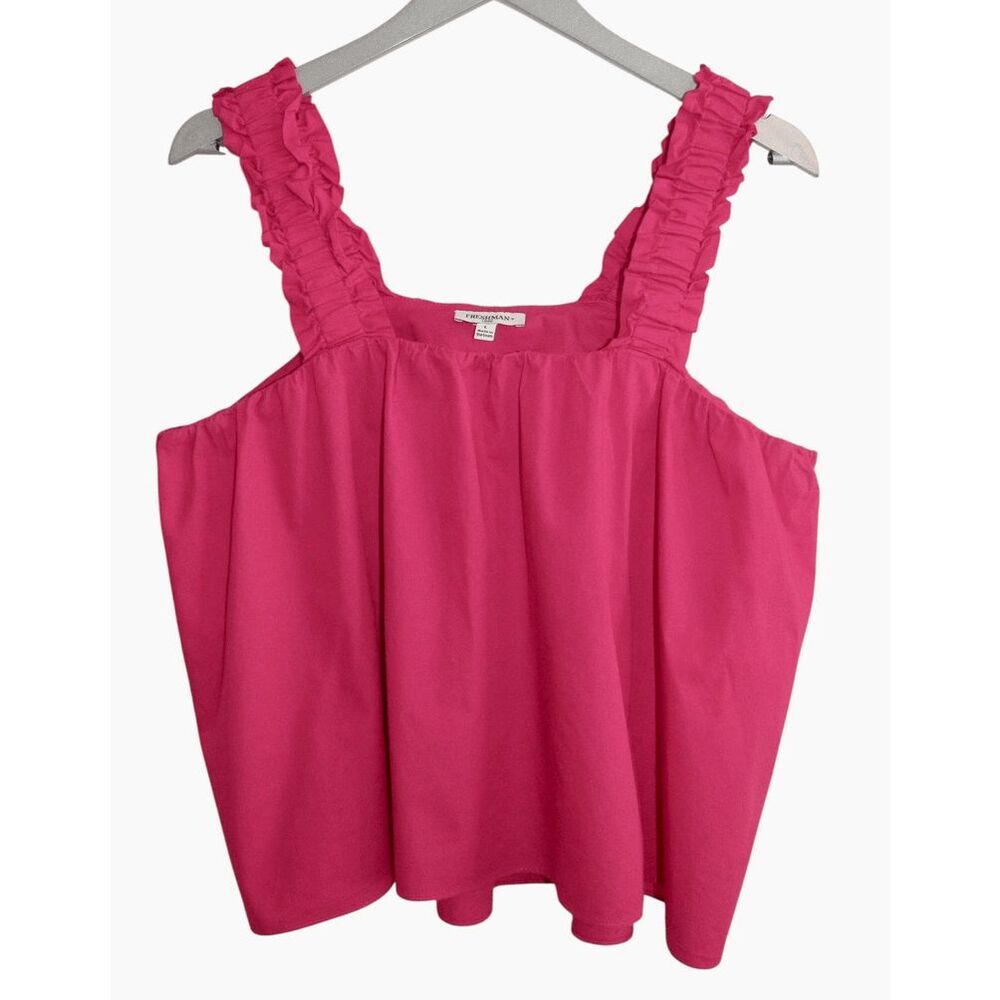 🌿The‎ Freshman 1996 Pink Ruffle Straps Crop Top Cotton Poplin Women's Large